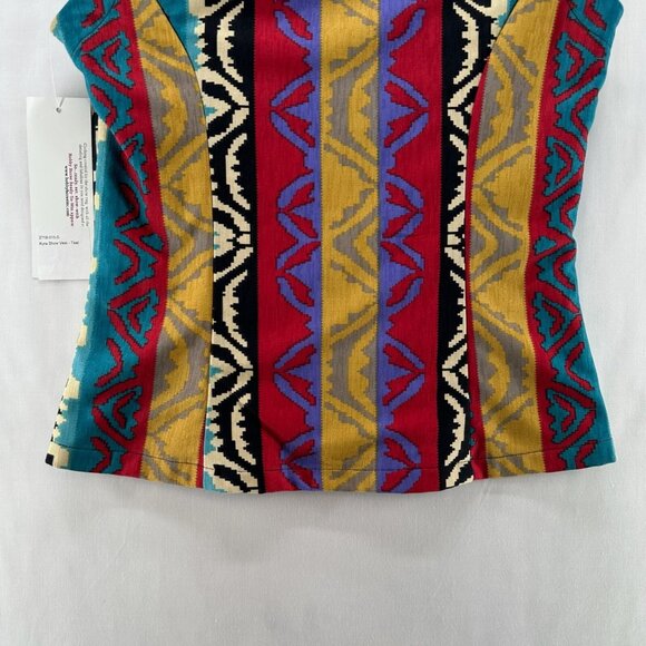 Hobby Horse Kyra Show Vest Womens S Southwestern V-Neck Full Zip Teal Multicolor - Picture 6 of 12